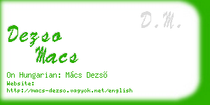 dezso macs business card