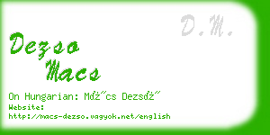 dezso macs business card